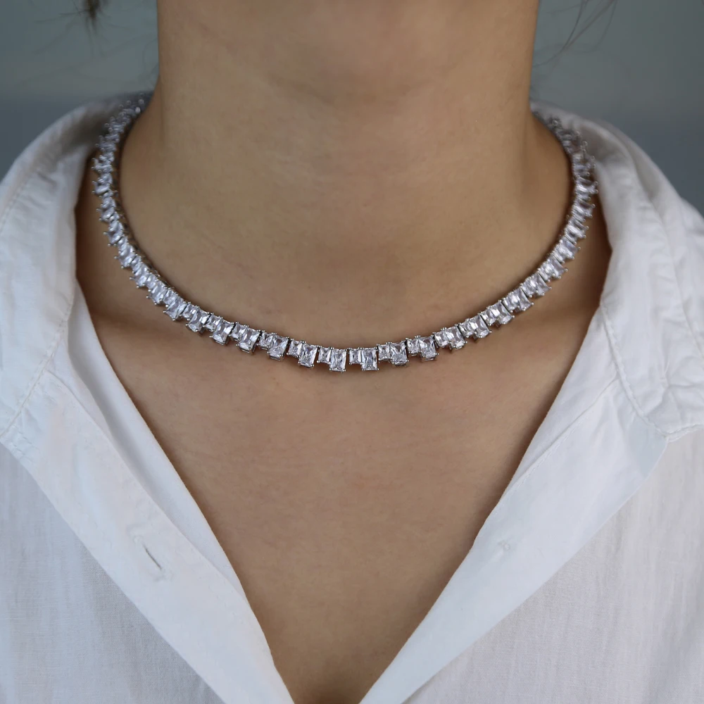 Цепочка Женская теннисная со стразами чокер в стиле хип-хоп ледяная багета с