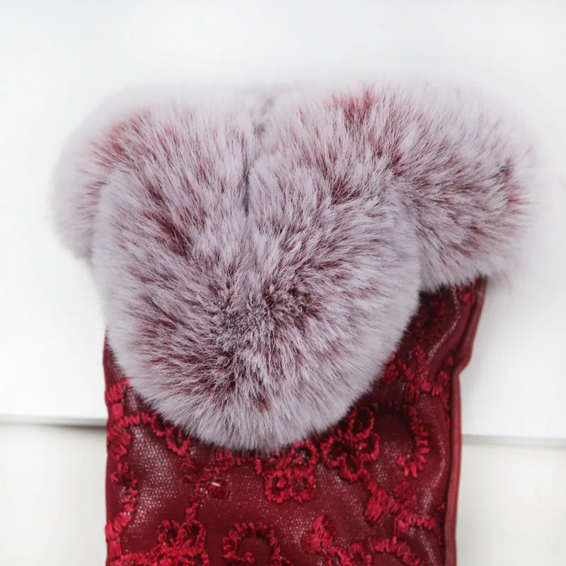 

Winter Women PU Leather Plus Plush Thick Touch Screen Warm Mittens Full Fingers Windproof Waterproof Sports Cycling Gloves B57