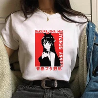 mai sakurajima anime t shirt comics sexy japanese kawaii cartoon manga graphic top soft oversized tee femaleman t shirt
