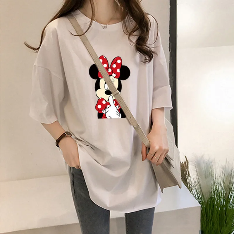 Летняя повседневная женская футболка с принтом мышки из мультфильма модная