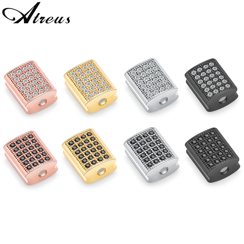 3 шт./лот 11 мм циркониевые бусины с микрозакрепкой, прямоугольные геометрические медные свободные бусины-разделители для изготовления ювелирных изделий, материалы