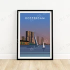 Настенный плакат с Роттердамской печатью  Постер для путешествий из Нидерландов  Минималистичная печать  Рисунок на фоне Роттердама  Идея для подарка из Роттердама