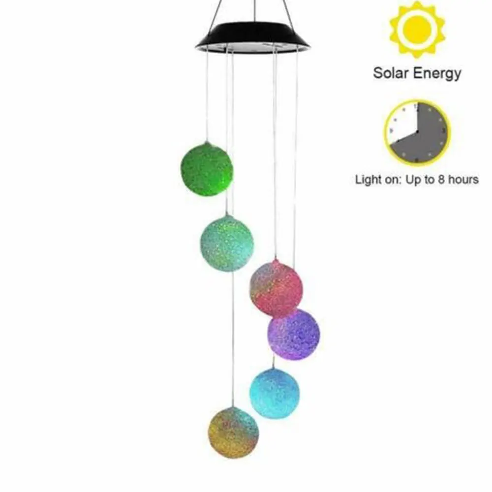 Светильник колокольчик на солнечной батарее цветной садовый уличный подвесной