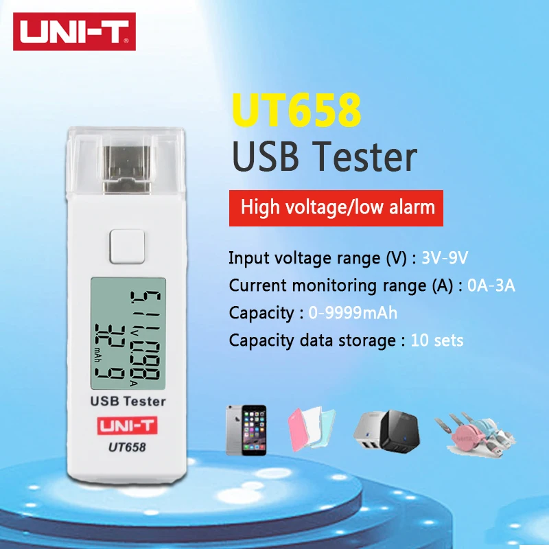 UNI T UT658 USB Тестер Цифровой Текущий Напряжение U Disk Doctor Вольтметр для зарядного
