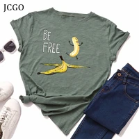jcgo summer cotton women t shirt s 5xl plus size short sleeve funny free banana print tee shirt tops casual o neck female tshirt