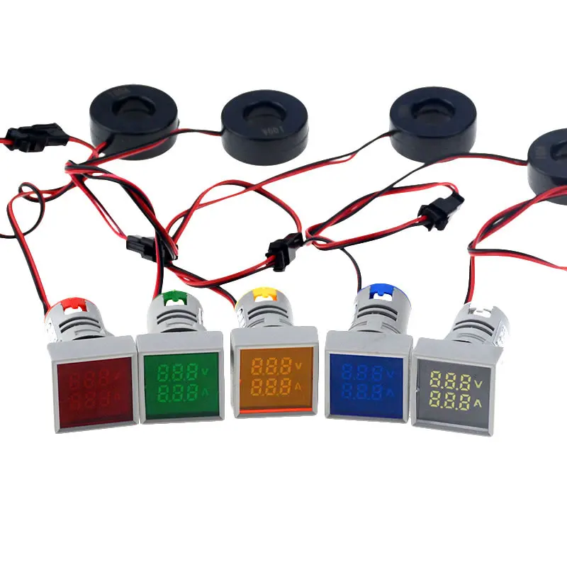 Квадратный Вольтметр Амперметр 22 мм цифровой сигнальный индикатор напряжения и