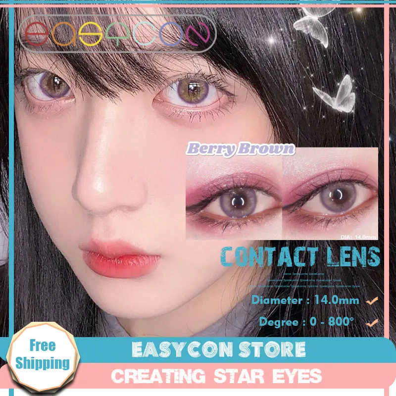 

Контактные линзы EASYCON фиолетовые, фиолетовые, цвет каждый год, цветные линзы для глаз, мягкие цветные контактные линзы, 2 шт./пара, степень на выбор