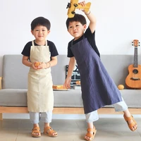 children clothes apron simple style fashion all match solid linen children wear japan style cute kid apron painting cleaning