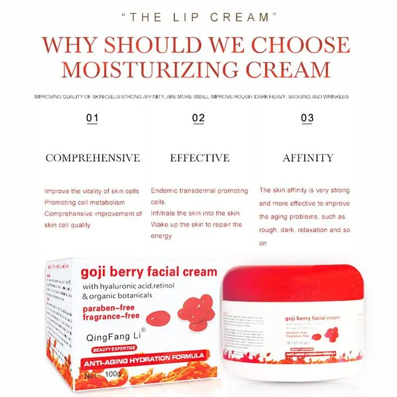 Крем для лица с ягодами Годжи отбеливающий крем волчьей ягодой гиалуроновая