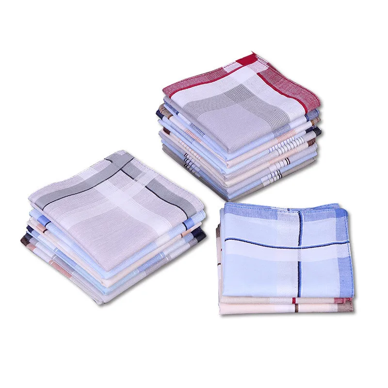 

3Pcs 40x40cm Square Plaid Stripe Handkerchiefs Men Classic Vintage Pocket Cotton Towel Wedding Xmas Party Gift