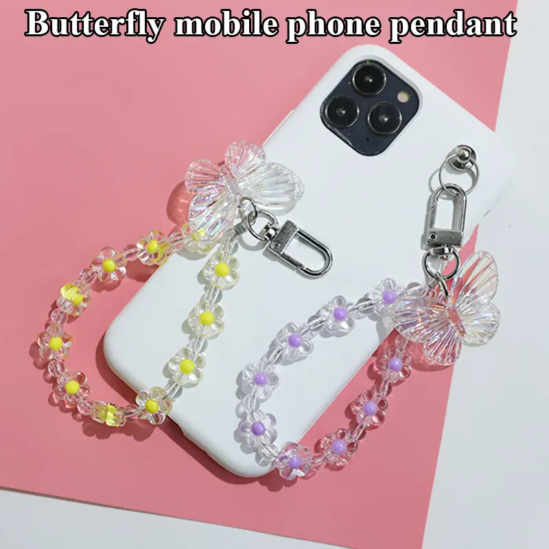 

DIY Stylish Fine Bag Accessories All-matched Temperament Key Chain Transparent Ornaments Butterfly Flower Mobile Phone Chains