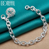 doteffil 925 sterling silver round hollow ball pendant bracelet chain for women charm wedding engagement fashion party jewelry