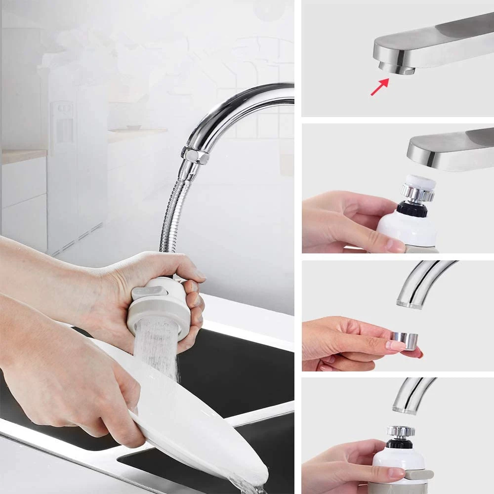 

360 Degree Rotatable Spray Head Tap Durable Faucet Filter Nozzle 3 Modes KitchenTap Nozzle torneiras tap filter faucet