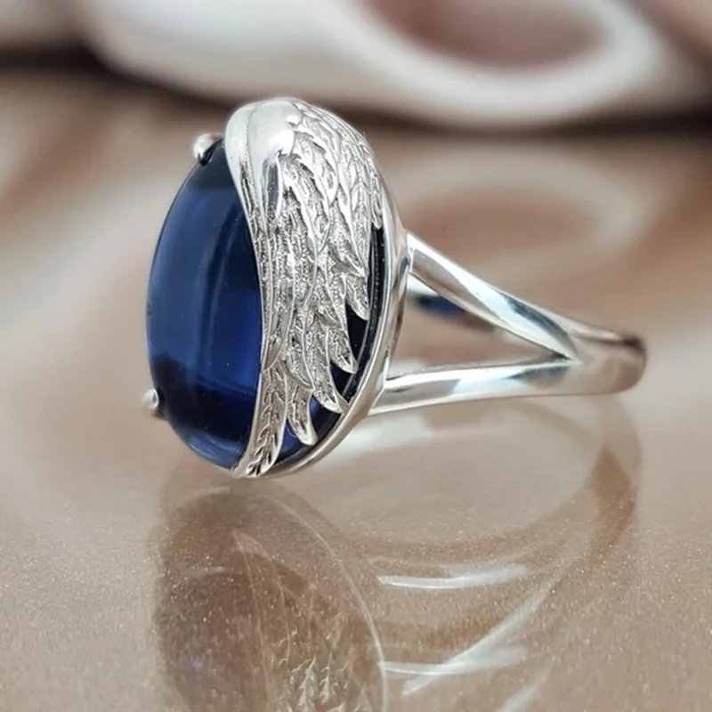 Новинка роскошный синий цвет CZ Кристал для свадьбы кольцо помолвки Серебряное