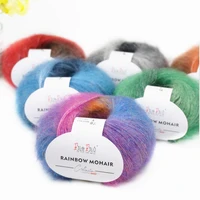 rainbow section dyed mohair yarn hand knitted gradient diy super