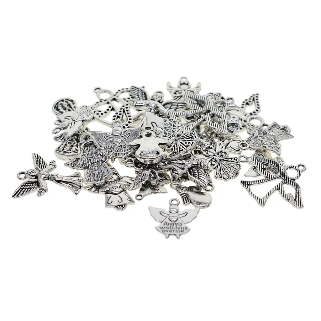 

35pcs Assorted Angel Wing Charms- Jewelry Pendants- Key Chain Key Ornaments