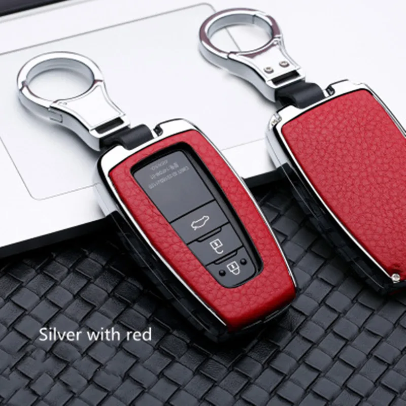 

Alloy Leather Car Key Case For Toyota Prius CHR C-HR Camry 2017 2018 2019 Remote Protect Cover Keychain Bag Auto Accessory