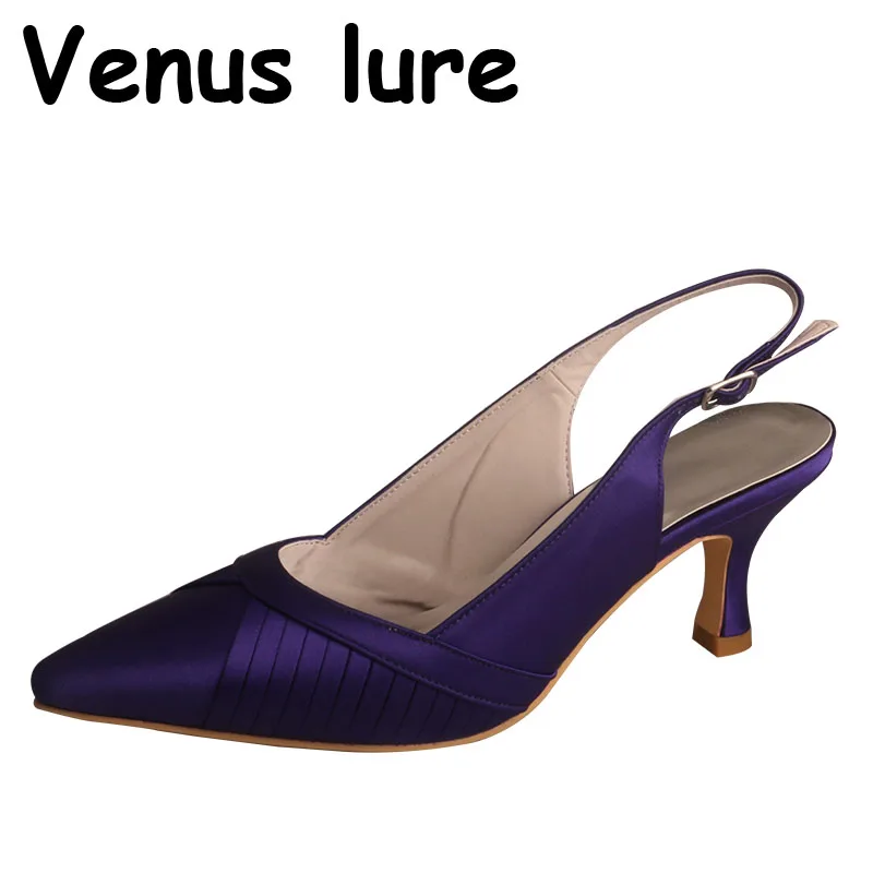 Женские атласные туфли с острым носком ручной работы фиолетовые ремешком на
