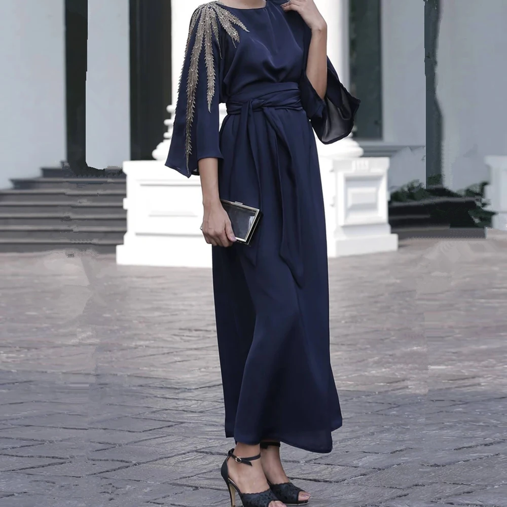 Muslim Fashion Hijab Dress Satin Abaya Dubai Turkey Maxi Dresses for Women Eid Mubarak Islam Clothing Kaftan Robe Longue Femme