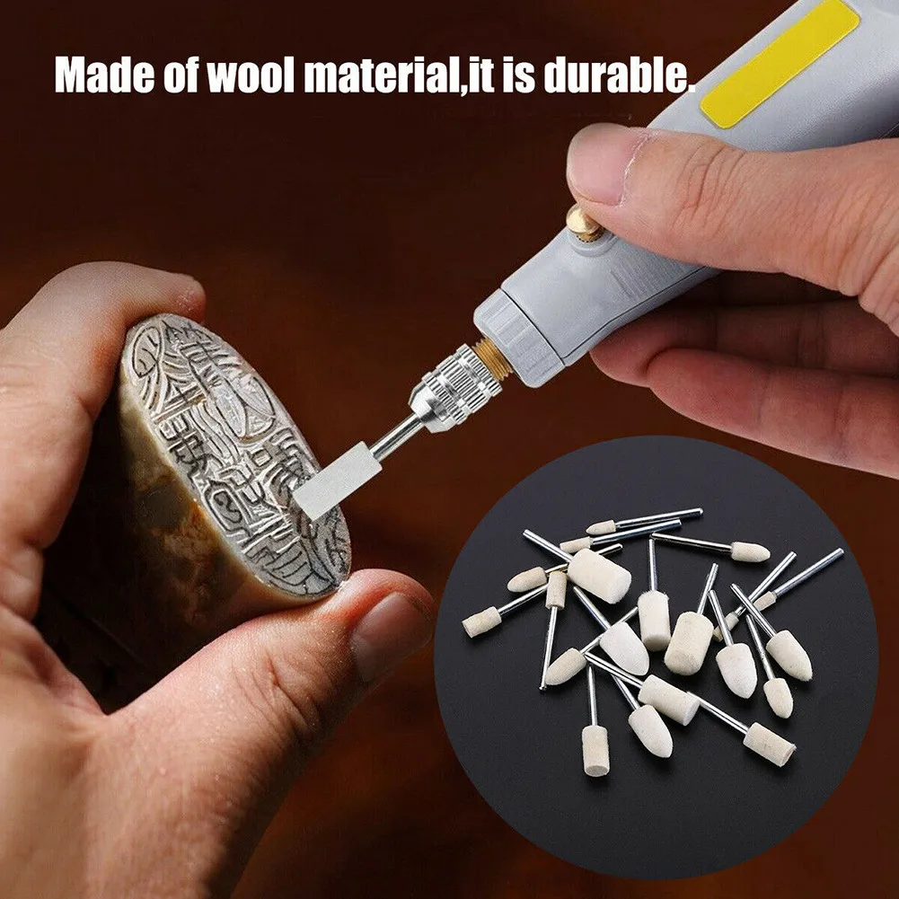 

20Pcs Felt Polishing Buffing Pads Wheel Wool Plastic Rotary Tool Kit Set Wheel Wool Plastic Rotary Power Tools 3mm