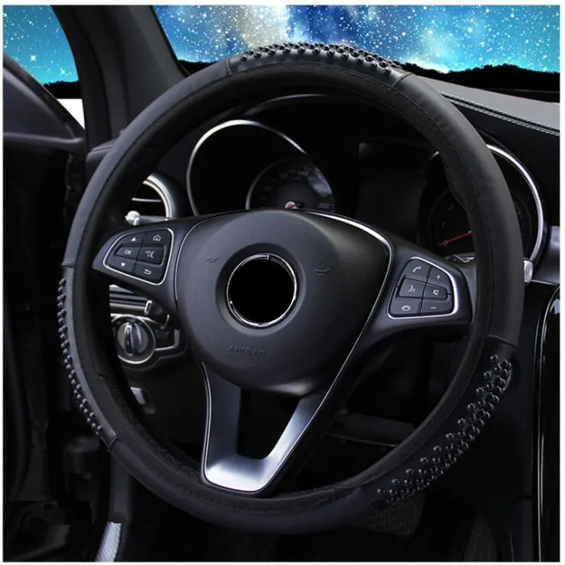 Massage granule Wheel Cover PU leather Car Steering Elastic Hubs Universal DIY Accessories Anti-Slip Soft | Автомобили и