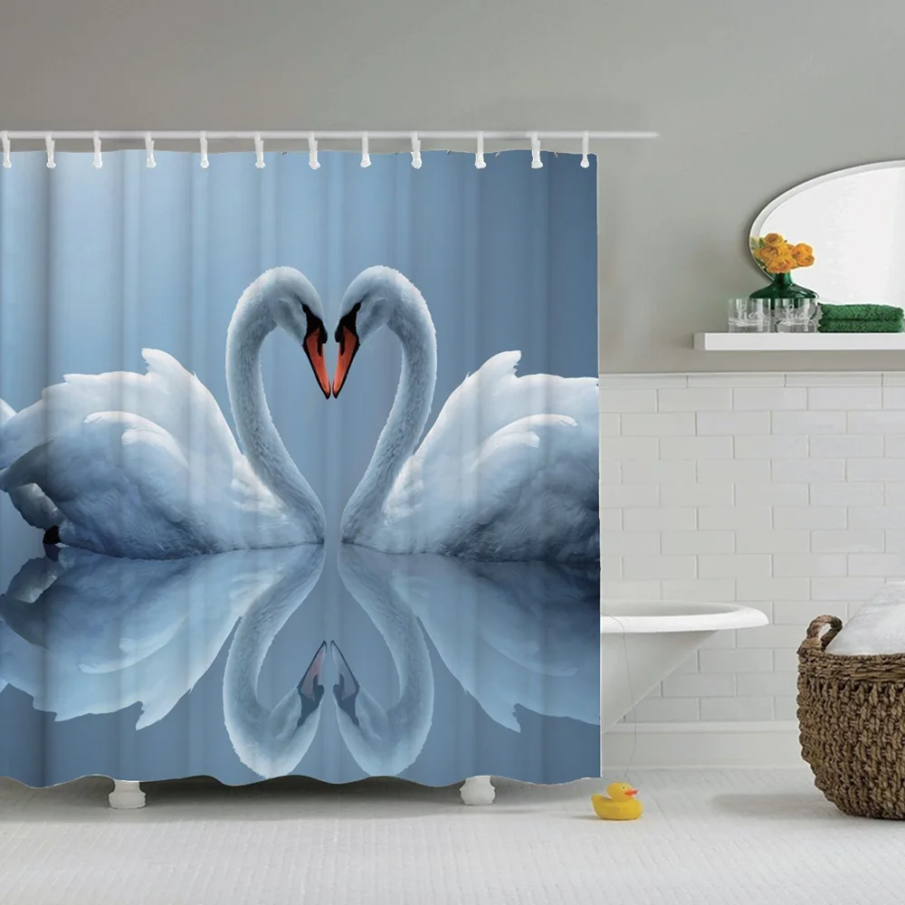 Dafield ко Дню Святого Валентина Белый лебедь с парным сердцем полиэстер ткань