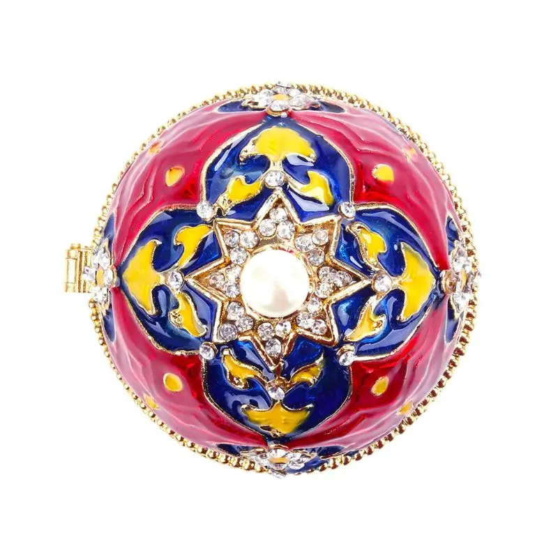 

Jewelry Organizer Faberge Egg Jewelry Vintage StyleTrinket Box Red/Blue Alloy+crystal drill Jewelry box/ornaments/Toothpick box