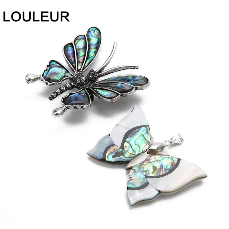 LOULEUR 2 стильные женские винтажные бабочки Натуральные Цветные подвесные броши в