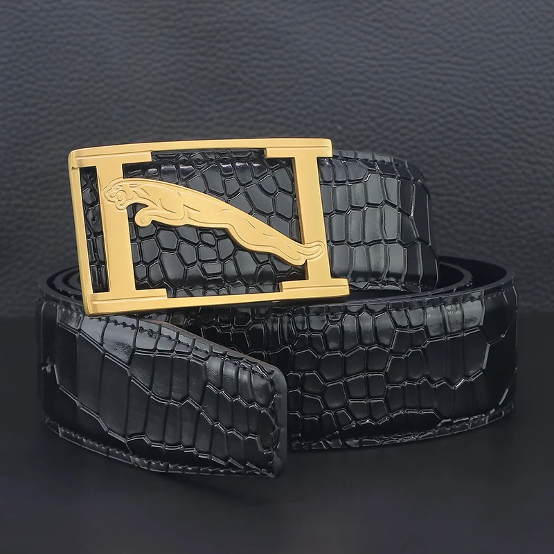 

High Quality Black Men's belt 3.8 Cm Wide Stainless Steel Buckle Leather Fashion Designer Men's Belt Casual Ceinture Homme