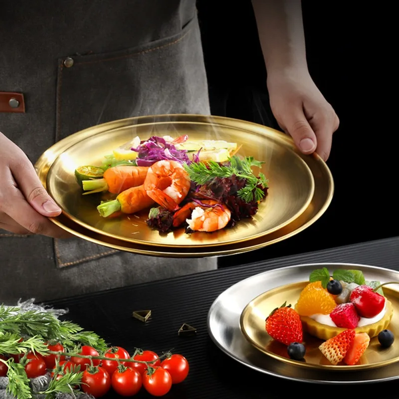 Кухонная тарелка для фруктов закусок десертов поднос хранения из нержавеющей