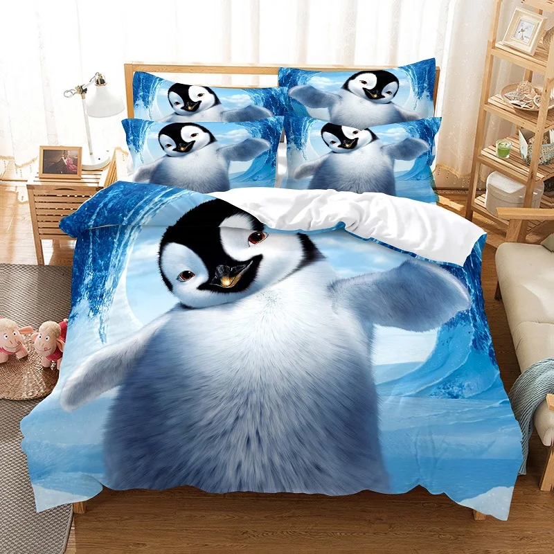

Nette Penguins Bettwäsche Bettbezug-set 3d Digitaldruck Bett Leinen Mode Design Tröster Abdeckung Bettwäsche-sets Bett Set