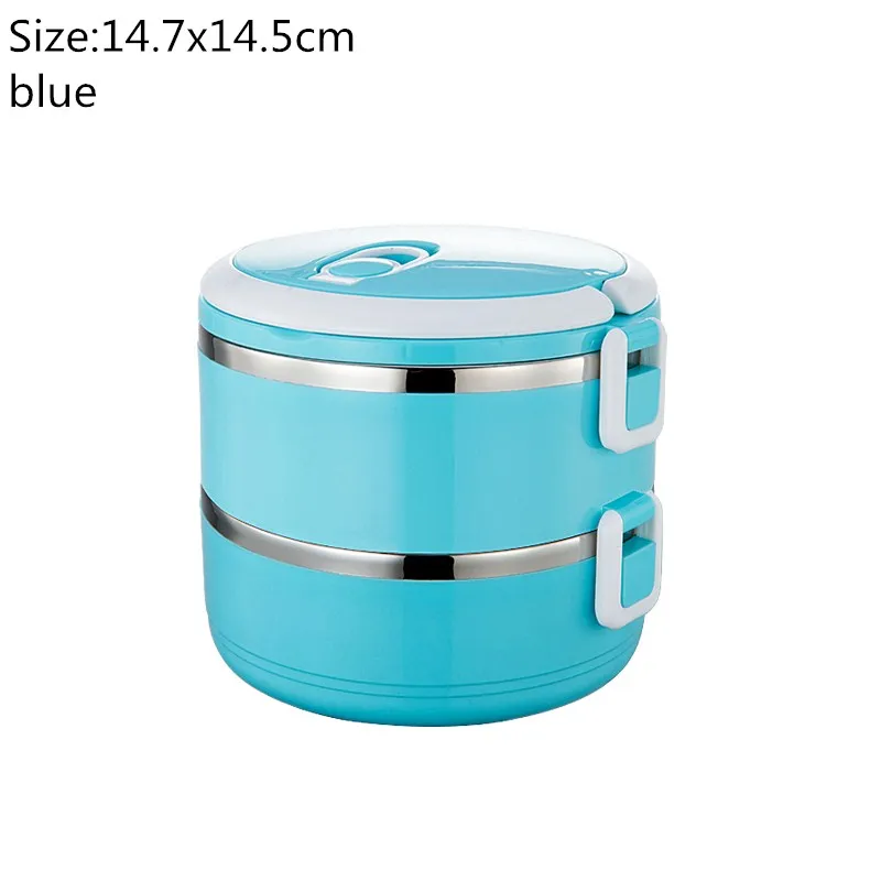 blue 2 layers Hoomall герметичный Ланч-бокс из нержавеющей стали для детей, студенческий термос-контейнер для еды с подогревом, органайзер, бэнто-бокс для еды с подогревом - Цвет: blue 2 layers