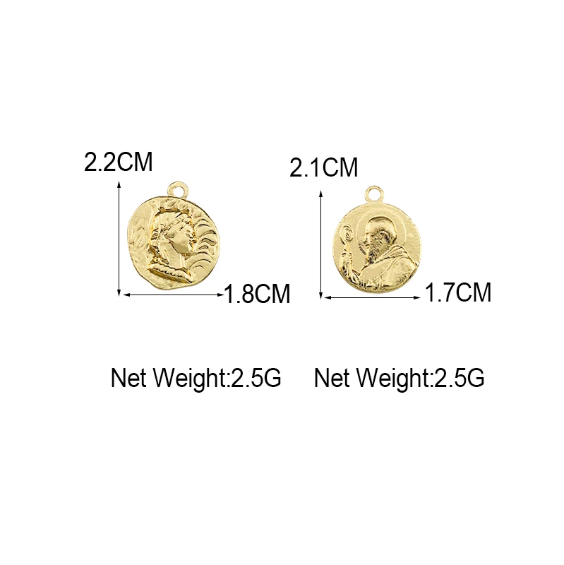 

10Pcs Golden Metal Coins Charms Vintage Irregular Portrait Pendant For Jewelry Making Earring Necklace DIY Accessory Wholesale