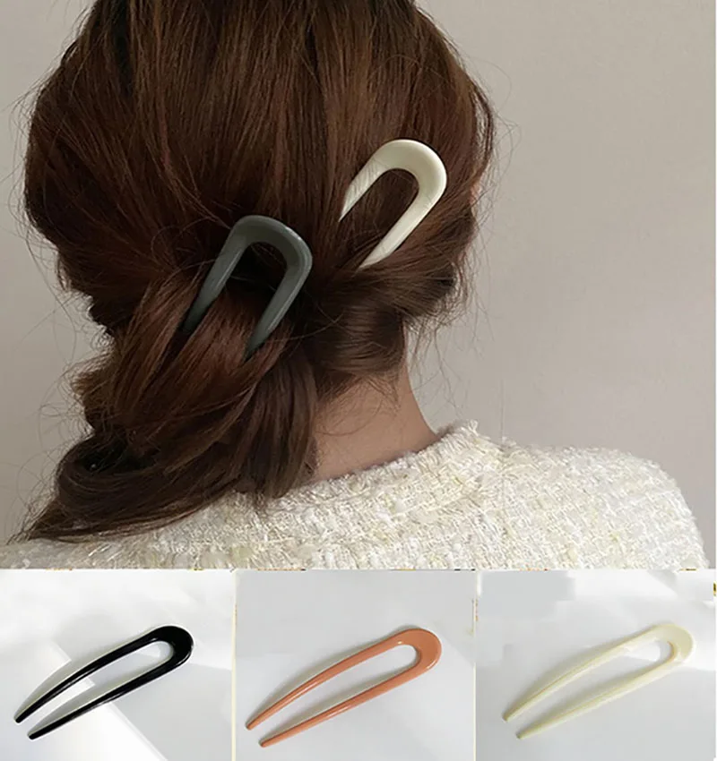 New Fashion Simple U-Saped Hairpin Modern Resin Hair Stick Hair Fork Woman Wash Face Housework Fixed Hair Hair Accessories