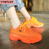 2019 autumn shoes womens vulcanized lace mesh candy color ladies sneakers platform casual walking solid color womens shoes
