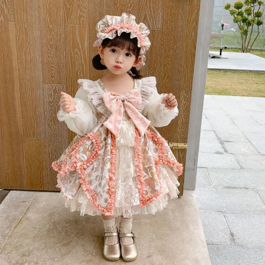 

Детское бальное платье Miayii, с кружевным принтом, в стиле испанской Лолиты, для дня рождения, Пасхи, Y3763, платье принцессы с бантом