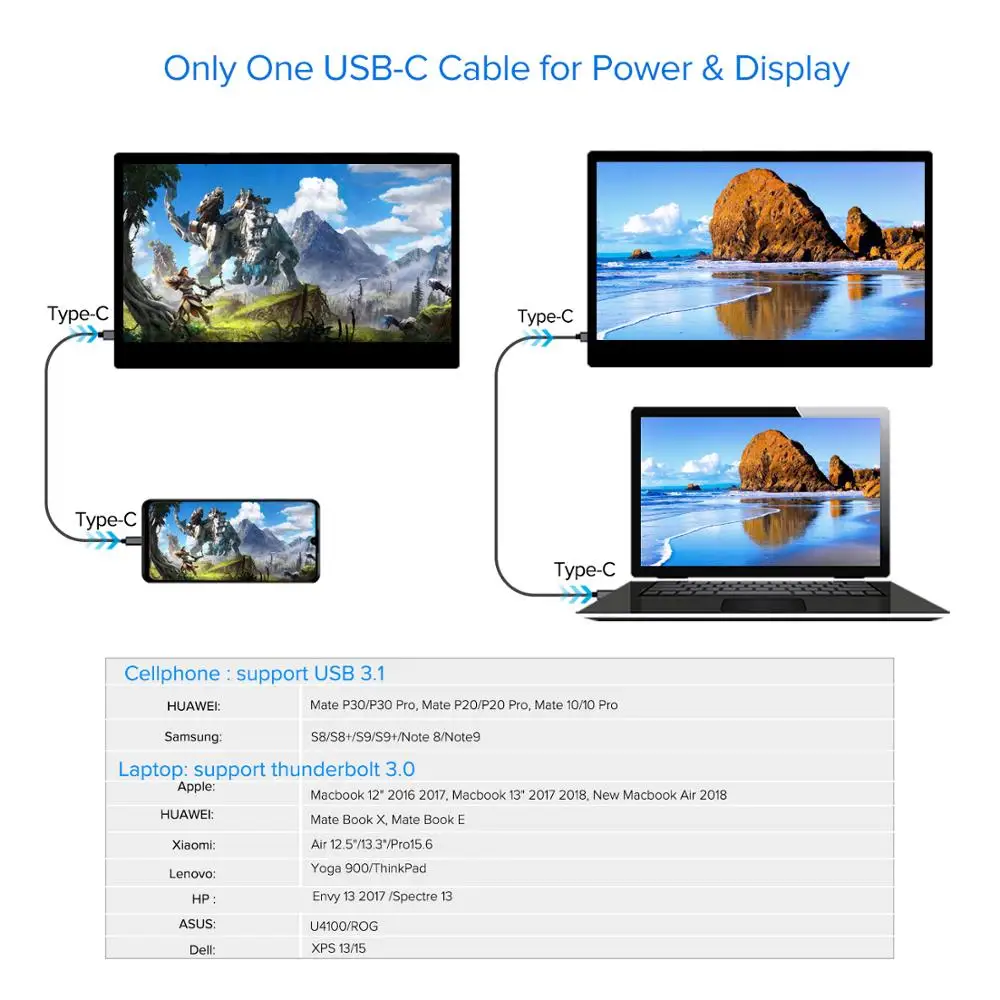 Портативный монитор UPERFECT Full HD 1080P IPS экран 13 3 дюйма встроенные двойные колонки