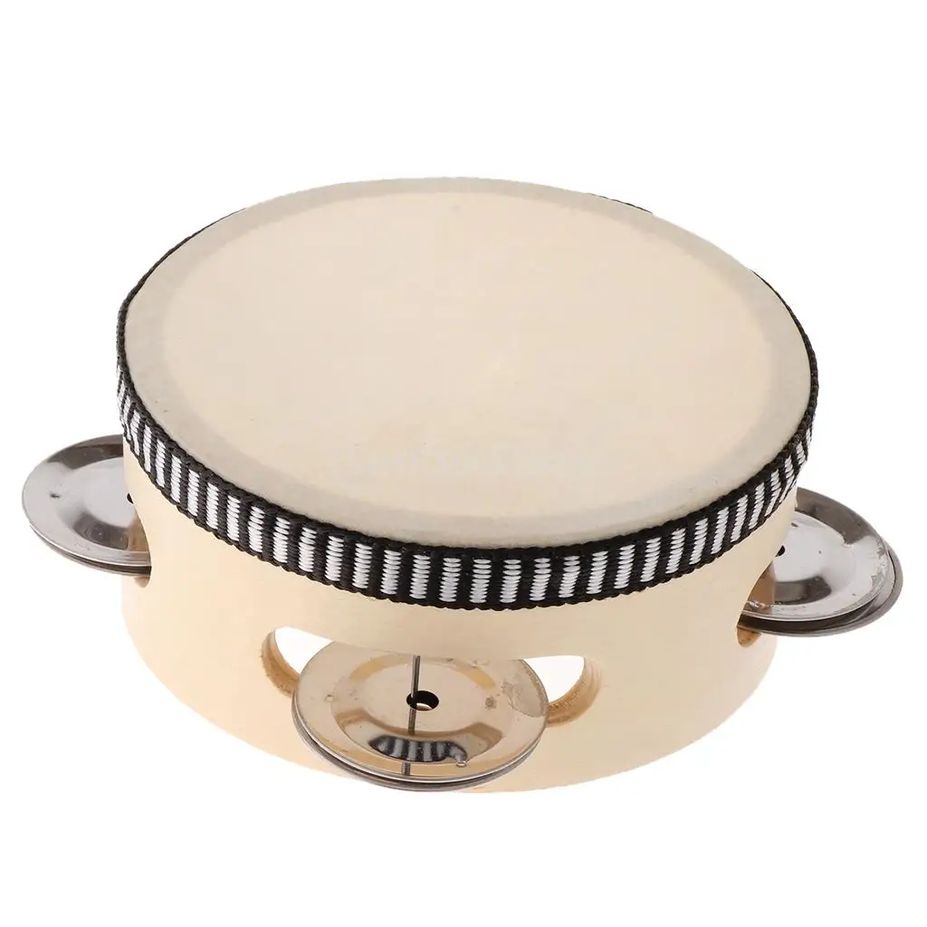

Tambourine for Kids & Children 4 inch Hand Held Drum Bell Wood Percussion Gift