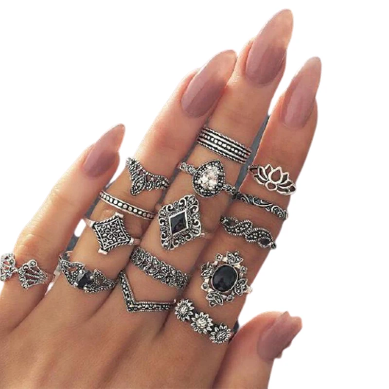 

15pcs / batch new metal button jewelry Zircon sunflower button jewelry suitable for women's Ring Jewelry