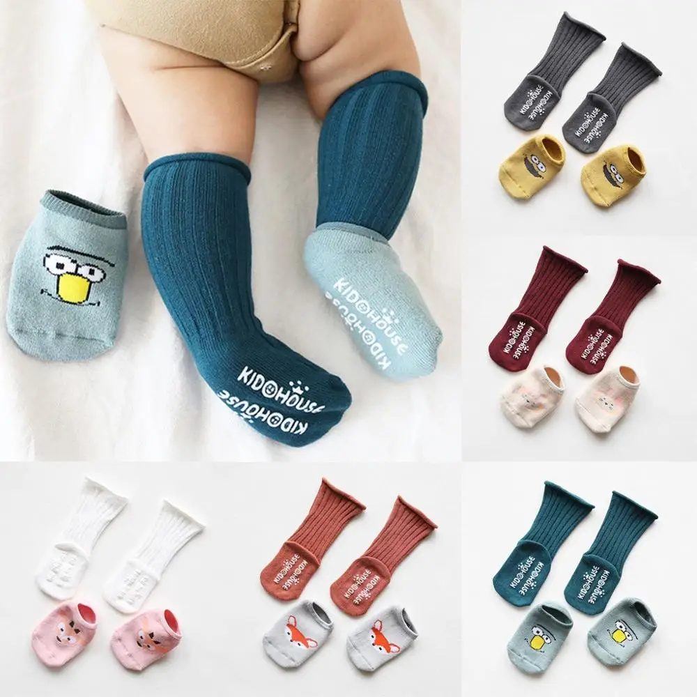 Нескользящие носки для малышей хлопковые носки-тапочки детские гольфы с
