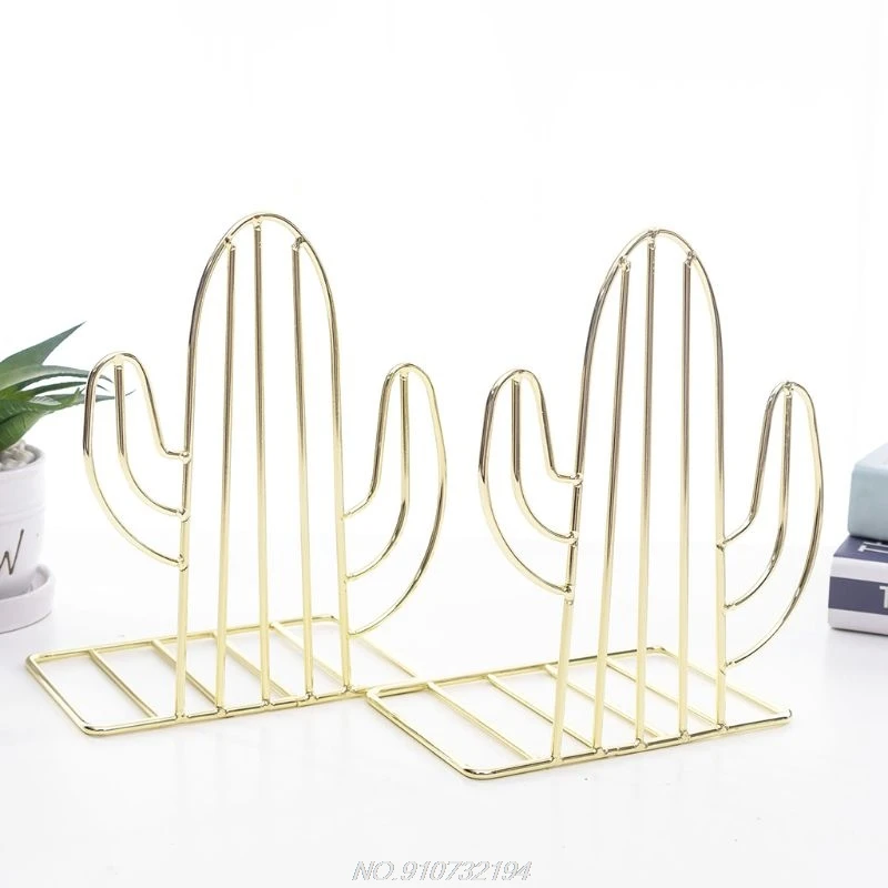 

2PCS/Pair Creative Cactus Shaped Metal Bookends Book Support Stand Desk Organizer Storage Holder Shelf N23 20 Dropshipping