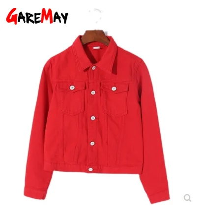 Jeans Jacket and Coats for Women Candy Color loose casual Short Denim Chaqueta Mujer red pink Casaco Jaqueta Feminina | Женская одежда