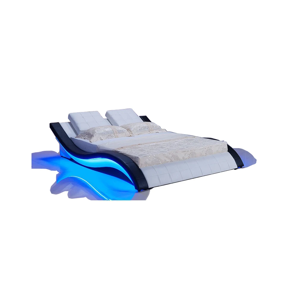 Современная кровать из натуральной кожи/мягкая кровать/двойная размер king/queen со