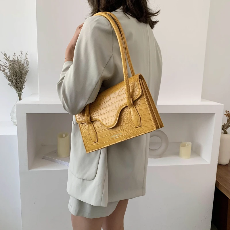 Аллигатор камень узор фиолетовый ПУ кожа сумки на плечо для женщин 2020 простые