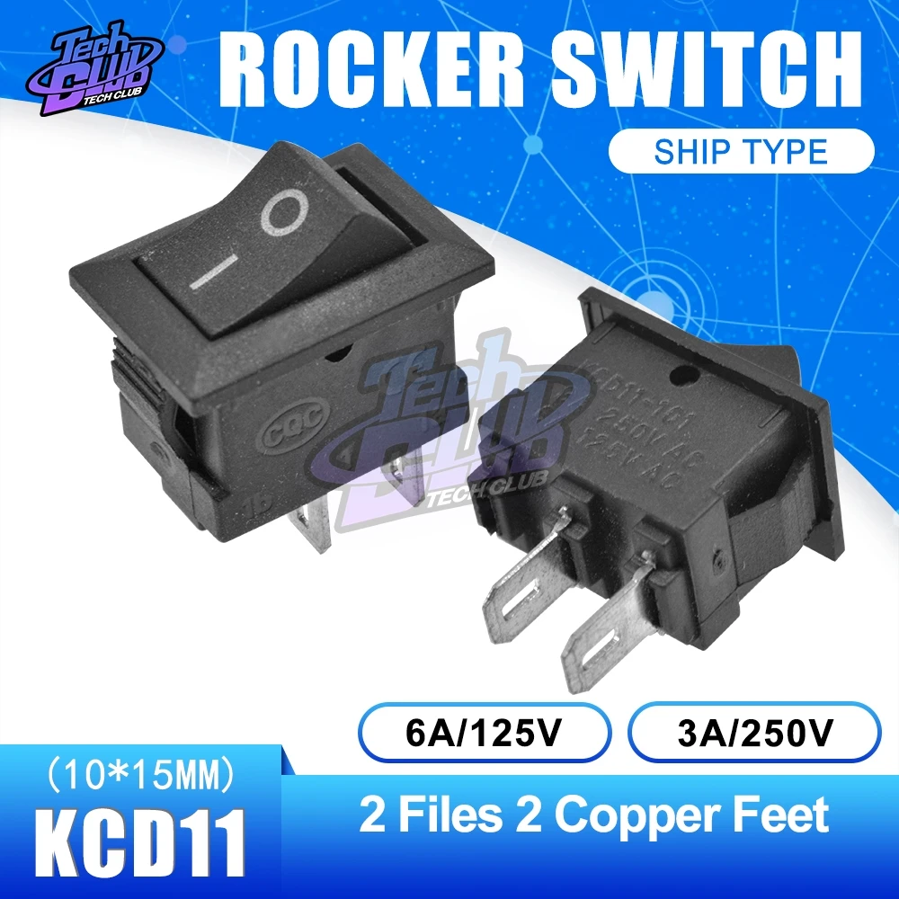 Кнопочный переключатель 10x15 мм SPST 2Pin 3A 250V KCD11 10 шт. кнопочный * 15 черный красный и
