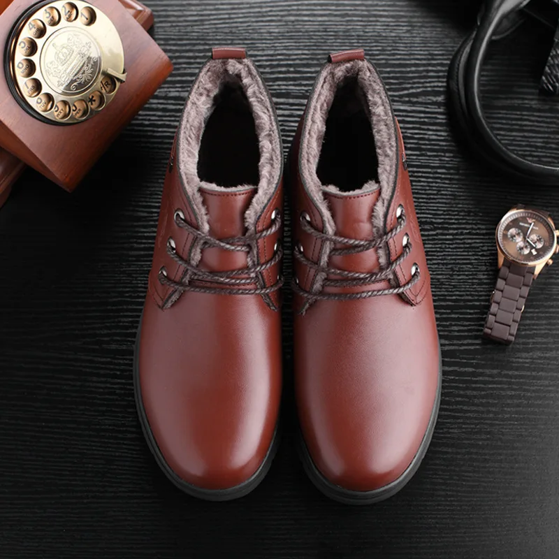 Winter Snow Boots Men Warm Plush High Top Male Casual Shoes PU Leather Ankle New Arrival Quality Mans Footwear | Обувь