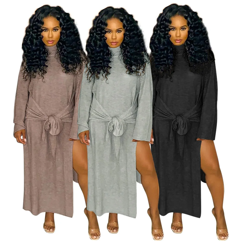 

Ursuper 2021 Новое повседневное однотонное летнее платье со шнуровкой и разрезом