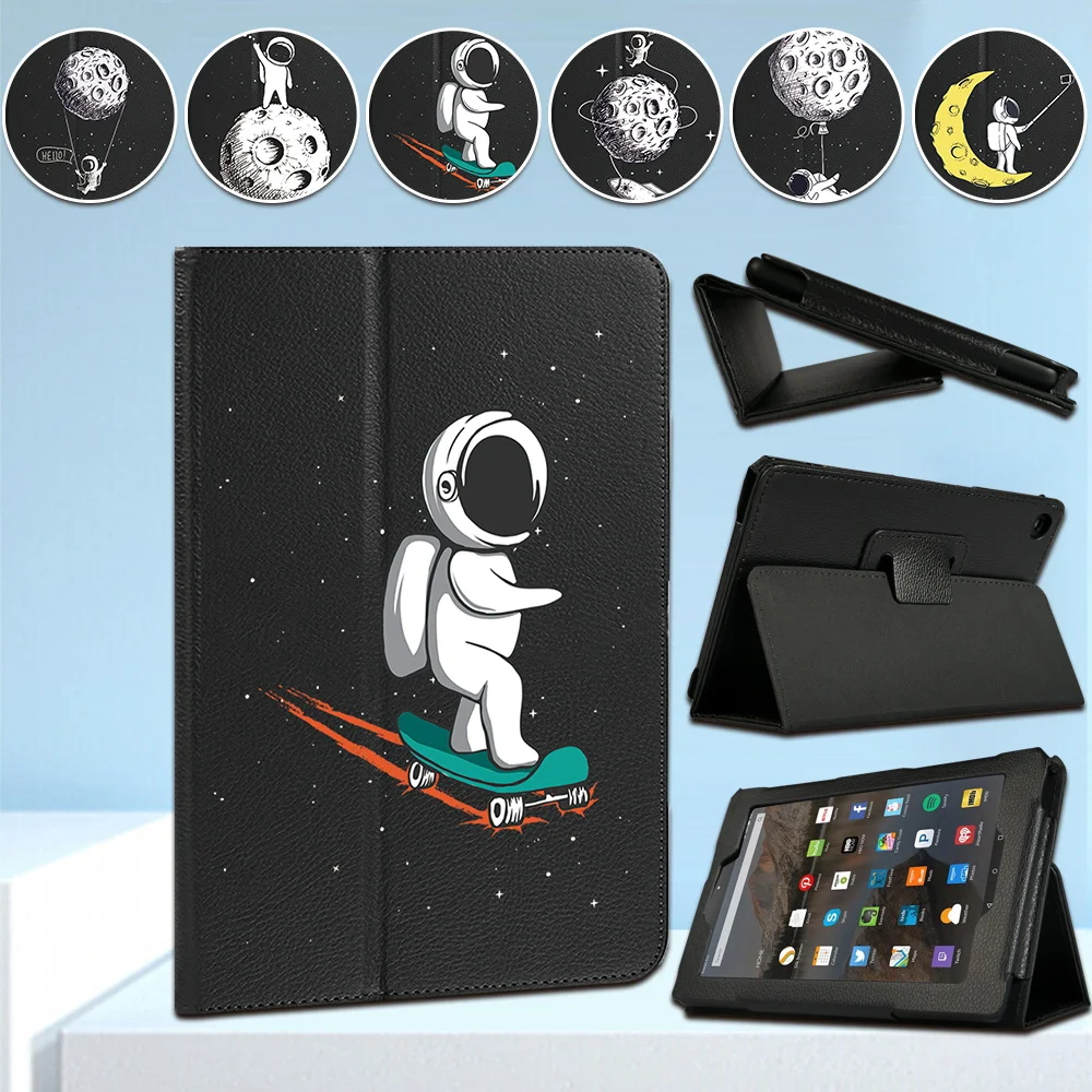 

For Amazon Fire 7(5th/7th/9th) /HD 8 (6th/7th/8th) /HD10 (5/7/9th Gen) Astronaut Series PU Leather Back Bracket Tablet Case