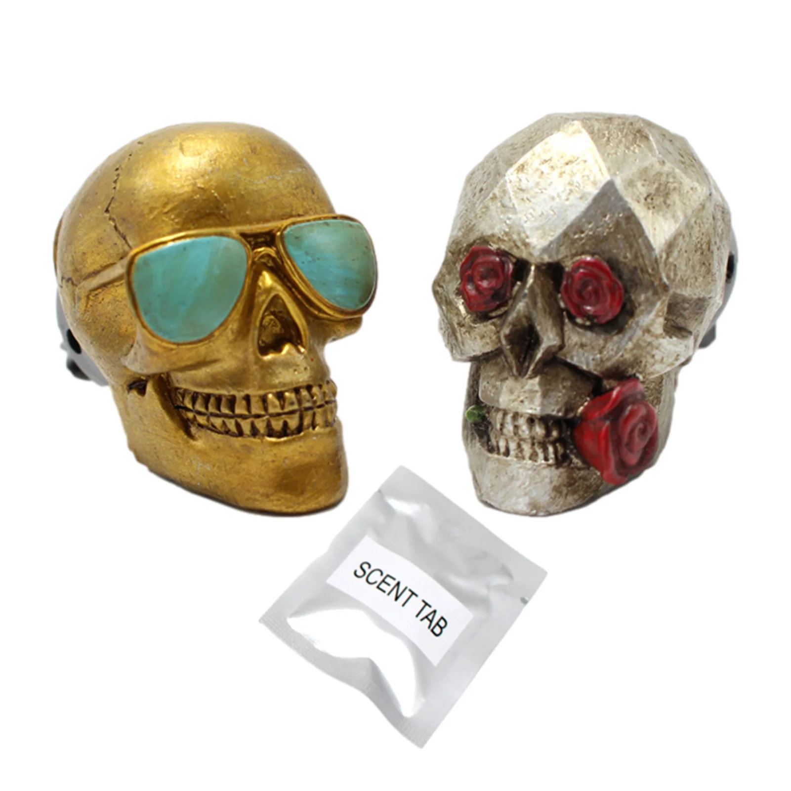 

2pcs Skeleton Head Car Air Freshener Clip Air Outlet Perfume Clip Aromatherapy Diffuser Ghost Head Aromatherapy Pendant