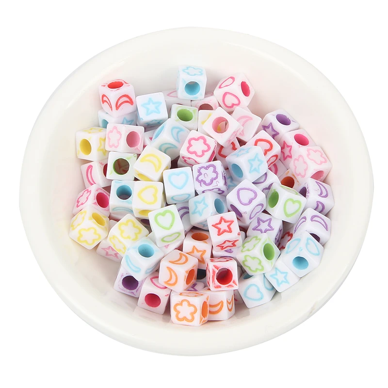 Квадратные акриловые бусины в форме звезды и Луны 200 шт. 6 мм для ювелирных